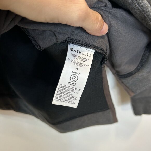 Athleta Retroplush Sweatshirt Medium Crewneck Gray Fleece Zip Pocket 982561 - Picture 6 of 10